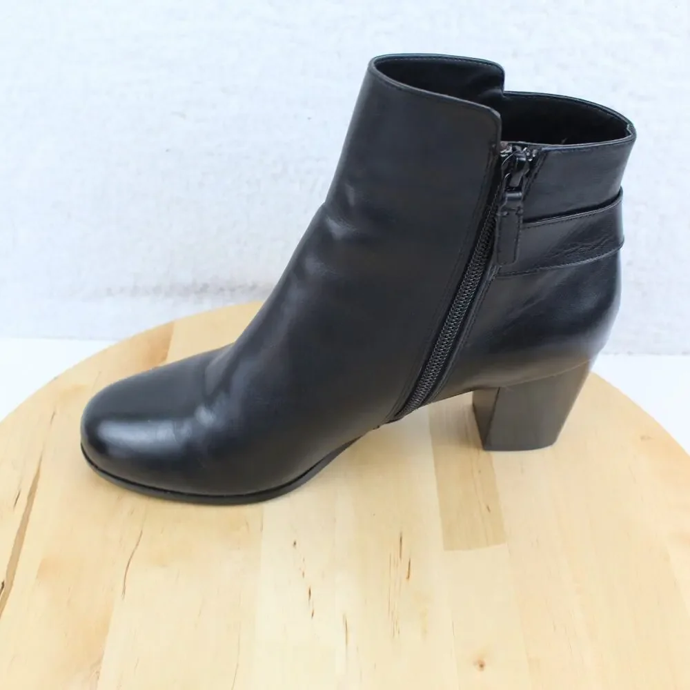 Cole Haan Boots Womens 8 Black Leather Grand OS Zipper Harness Ankle Bootie - Picture 8 of 11